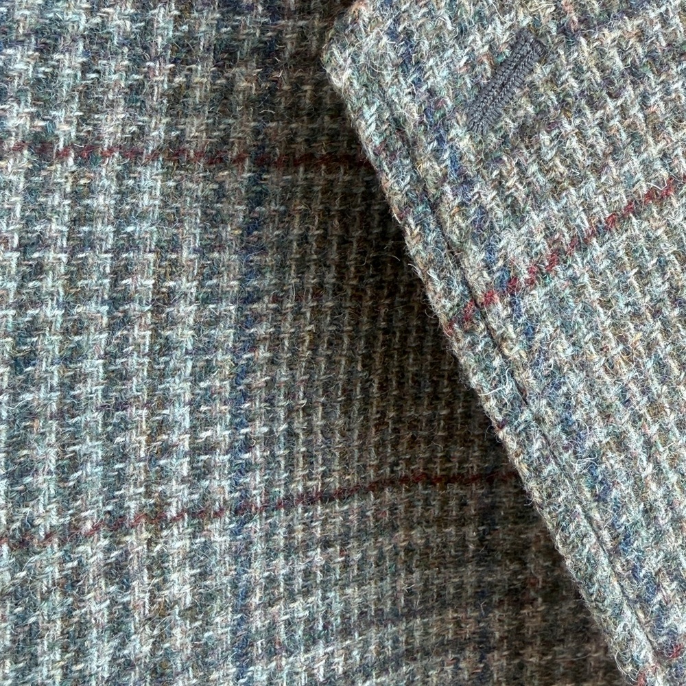 Lauren Ralph Lauren Wool Tweed Blazer Moss Green Plaid Equestrian Academia - Picture 7 of 9